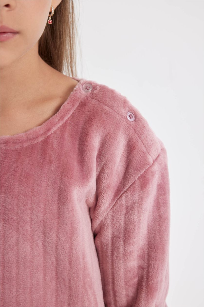 GIRLS & TEENS Rose Girl Fleece Long Sleeve 2 Piece Pajama Set