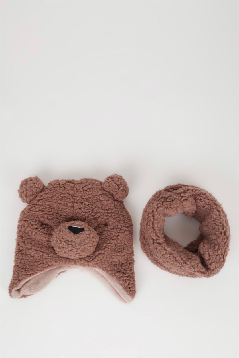 BABY GIRL Dark Pink Baby Girl Teddy Bear Figured Plush 2 Piece Set