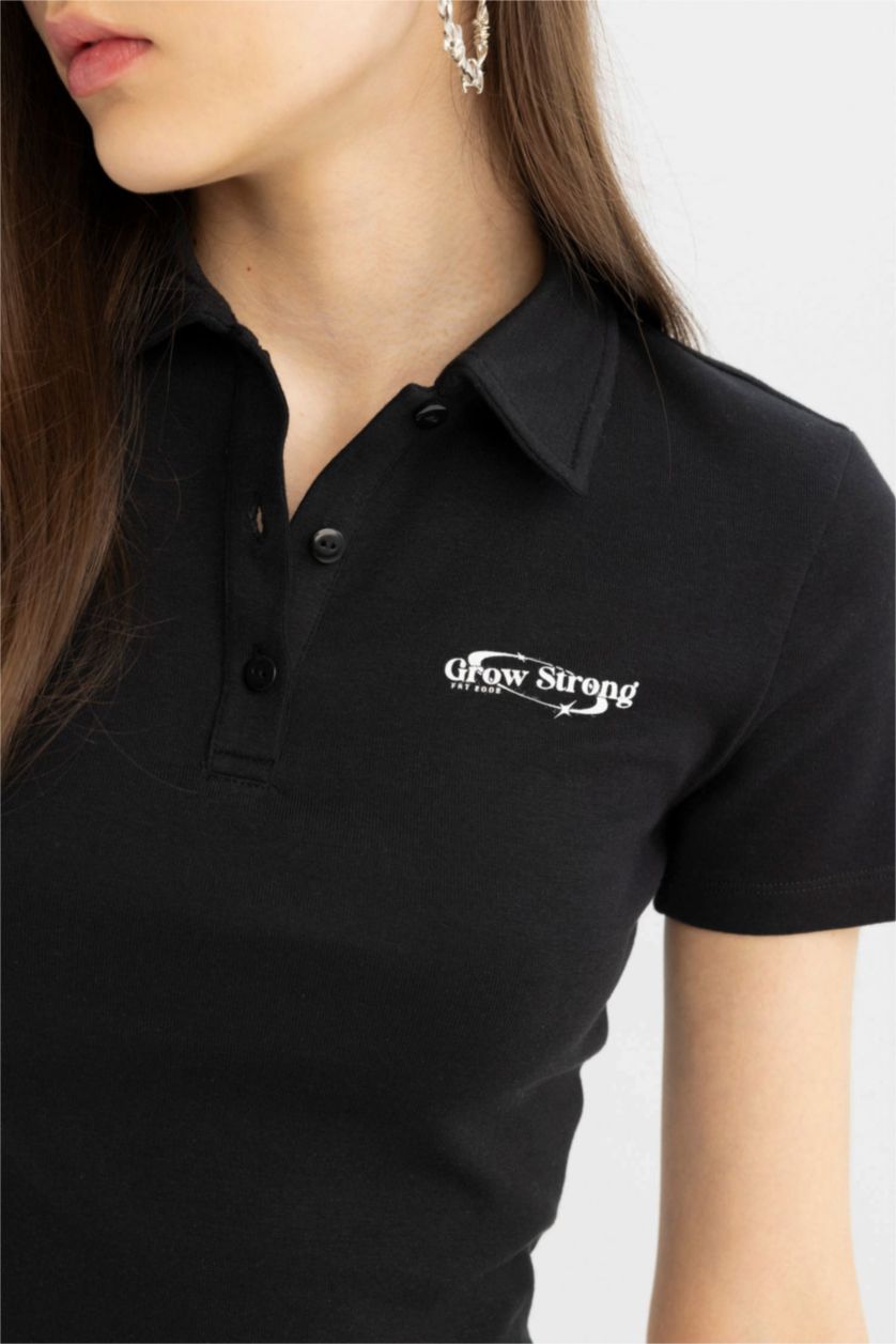 WOMAN Black Slim Fit modal Short Sleeve T-Shirt