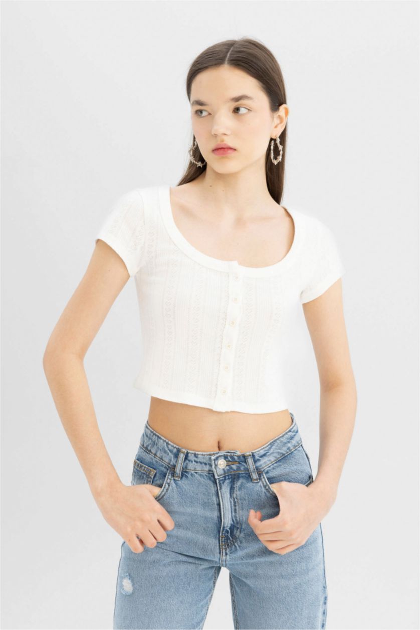 FEMME Blanc T-Shirt Slim à manches courtess
