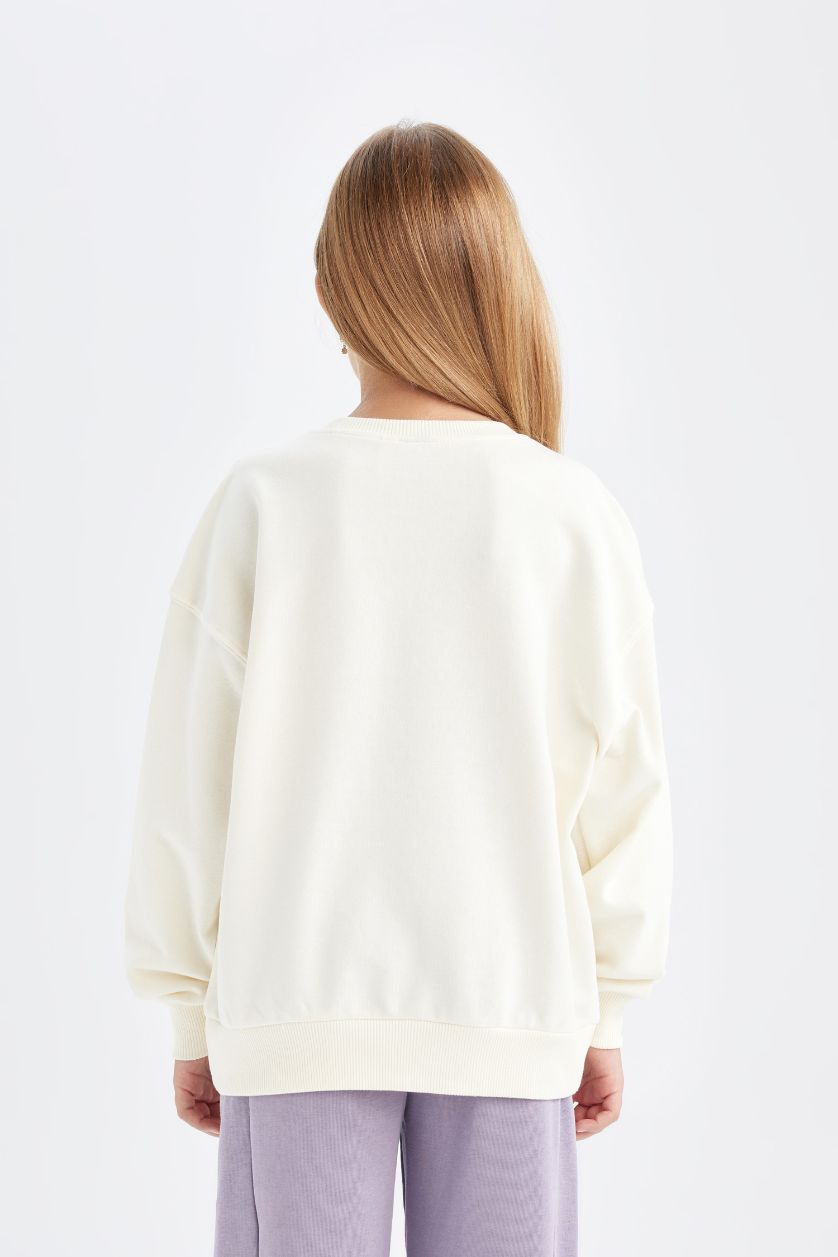 بناتي بيج فاتح سويت شيرت بناتي قصة مريحة من فروزن