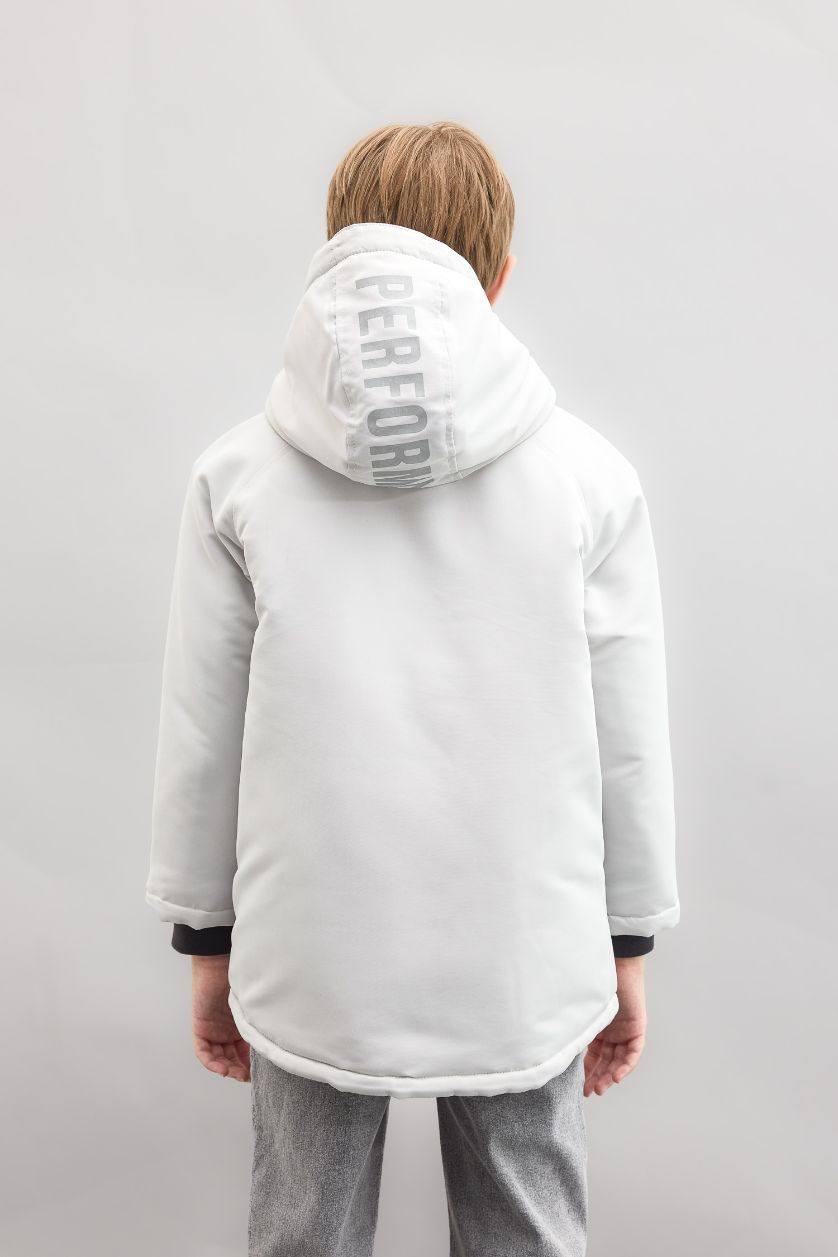 GARÇONS Gris Clair Manteau à capuche imperméableavec doublure en polaire et poches zippées pour Garçon