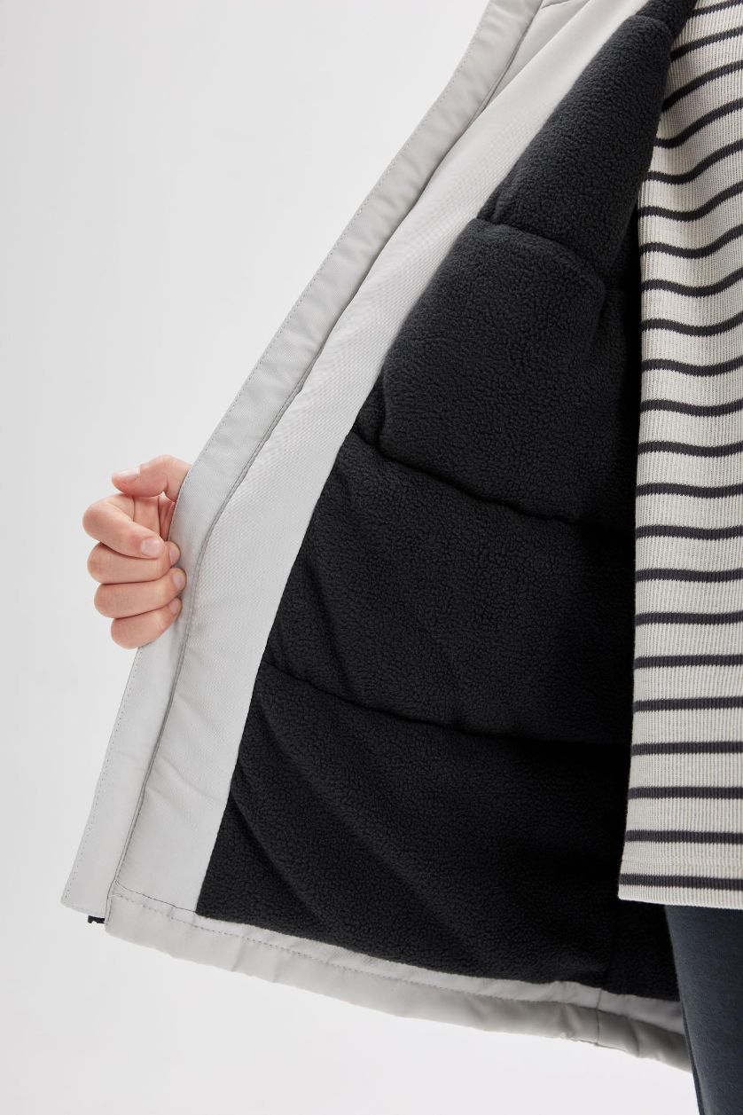 GARÇONS Gris Clair Manteau à capuche imperméableavec doublure en polaire et poches zippées pour Garçon