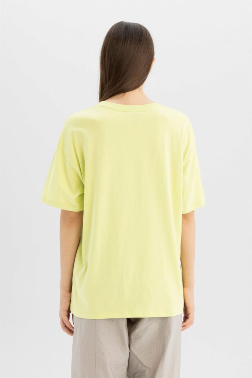 WOMAN Light Green Rick and Morty Oversize Crew Neck T-Shirt