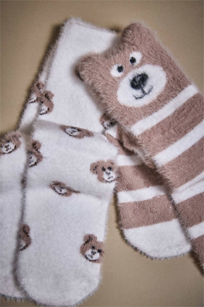 Kadın Karma Kadın Kaydırmaz Taban 2'li Kışlık Çorap