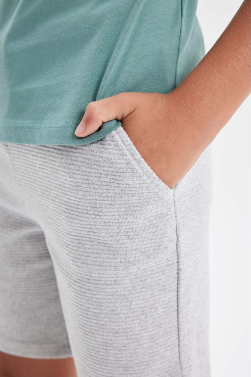 BOYS & TEENS Light Green Boy Printed Short Sleeve T-Shirt Shorts 2 Piece Set