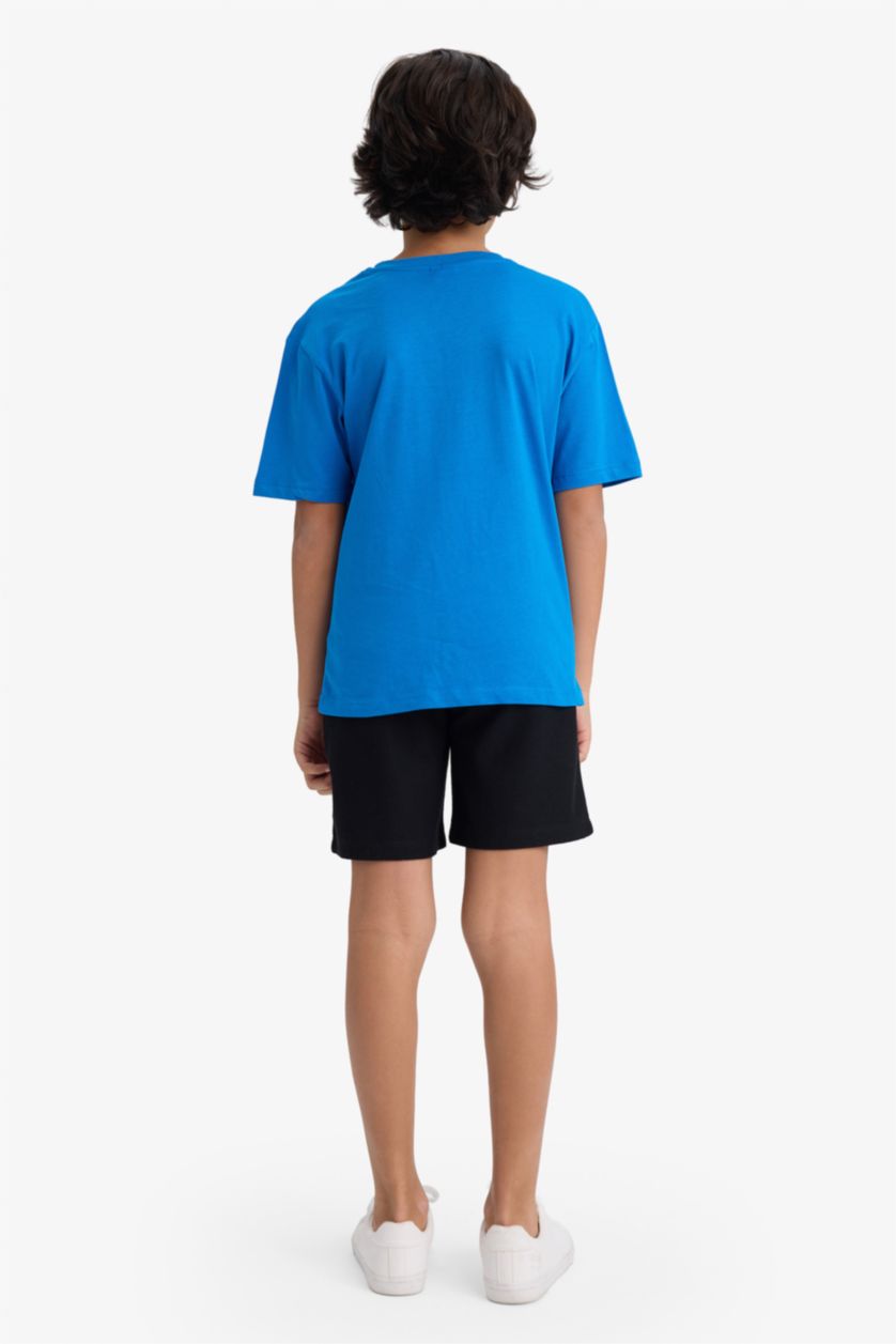 أولاد أزرق فاقع سيت ولادي شورت وتيشيرت - قطعتين