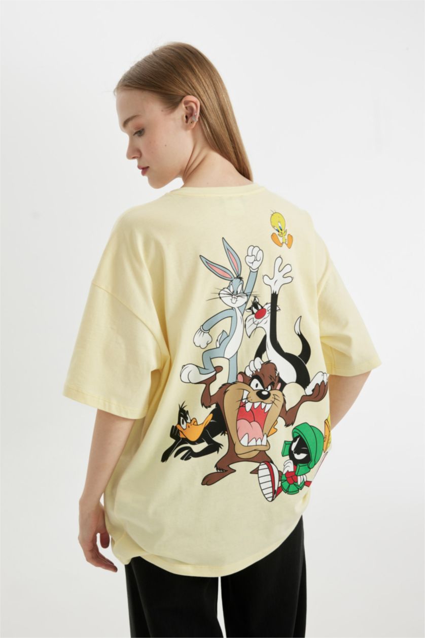 WOMAN Light Yellow Looney Tunes Oversize Fit Printed T-Shirt