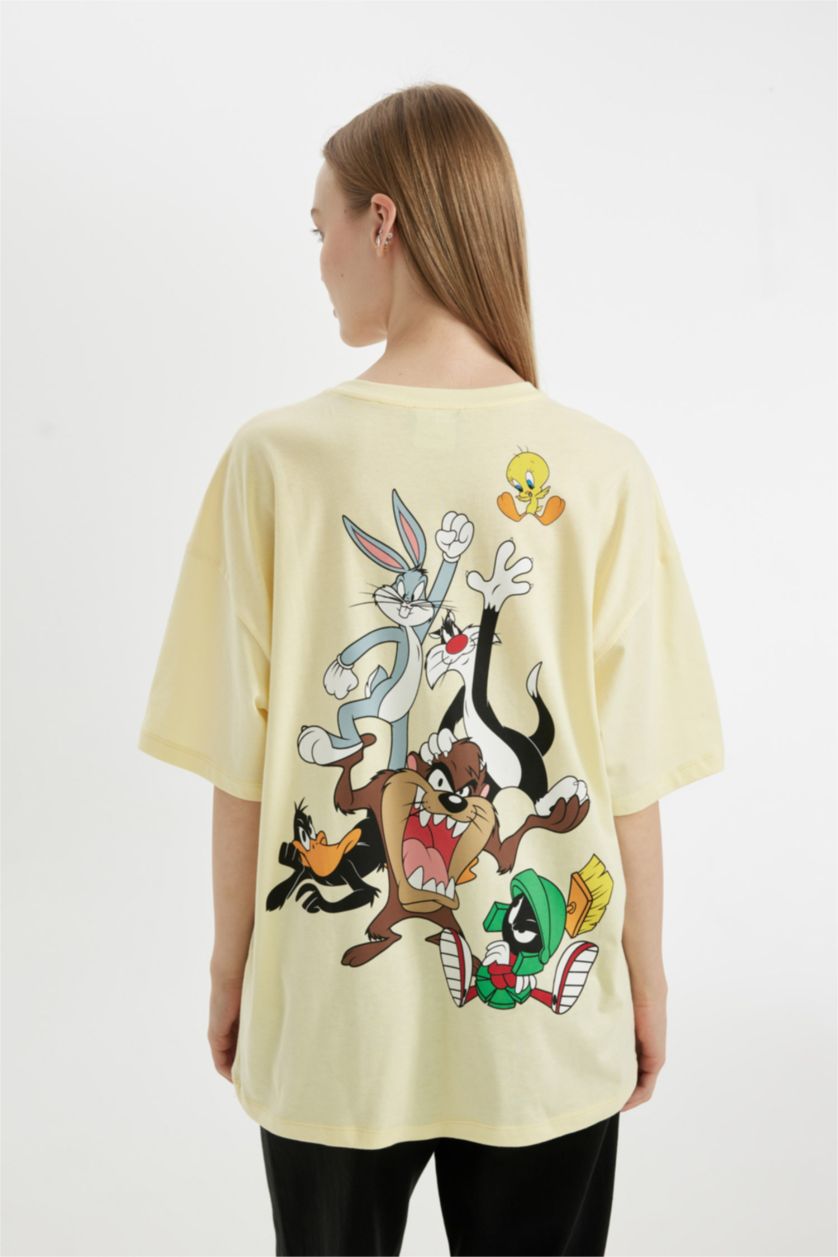 WOMAN Light Yellow Looney Tunes Oversize Fit Printed T-Shirt