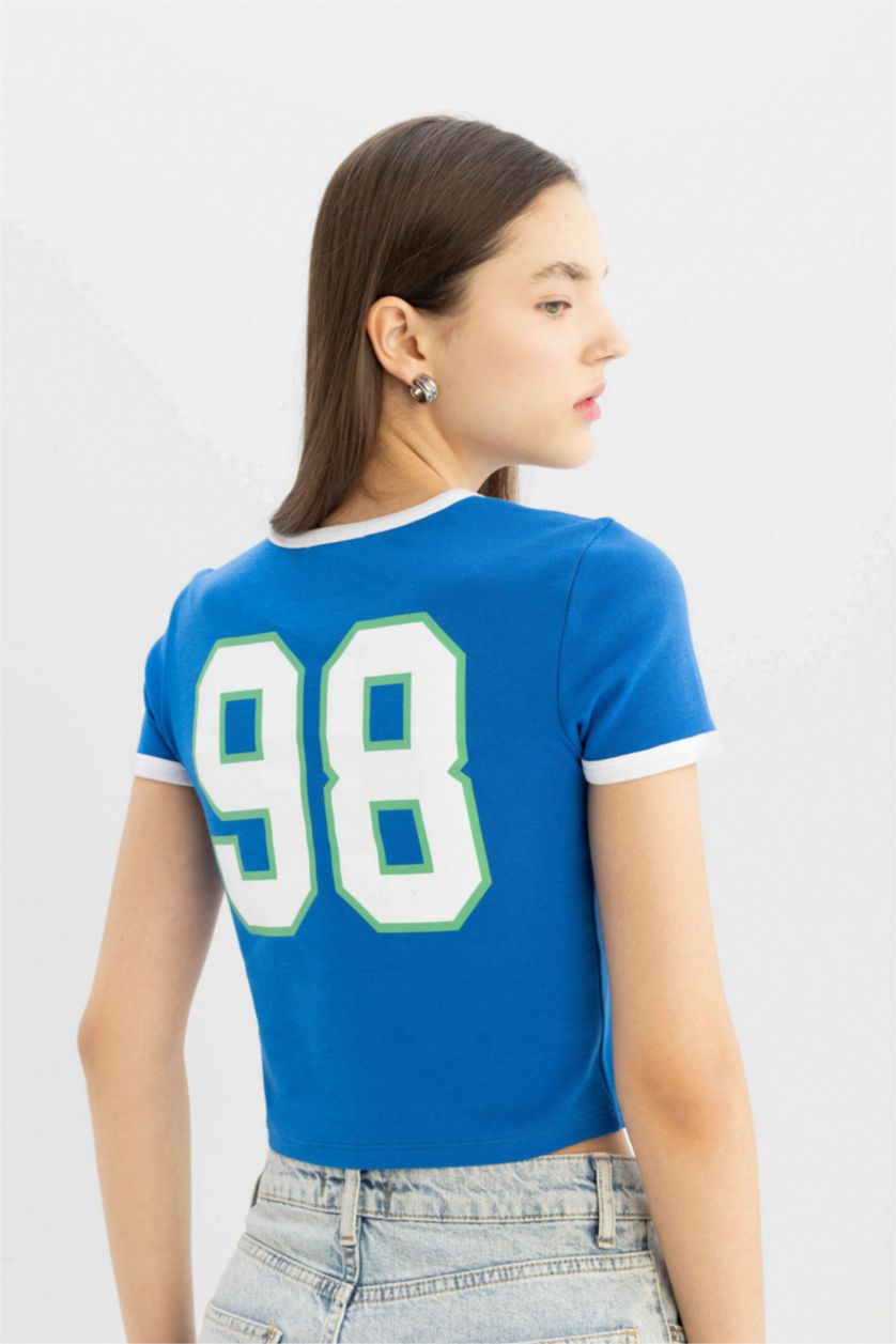 Kadın Royal Coool Looney Tunes Fitted Bisiklet Yaka Ribana Kısa Kollu Tişört