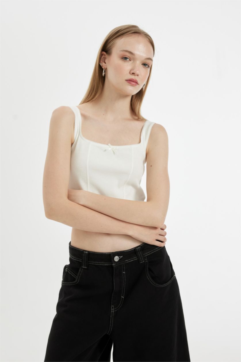 WOMAN White Fitted Modal Tank Top