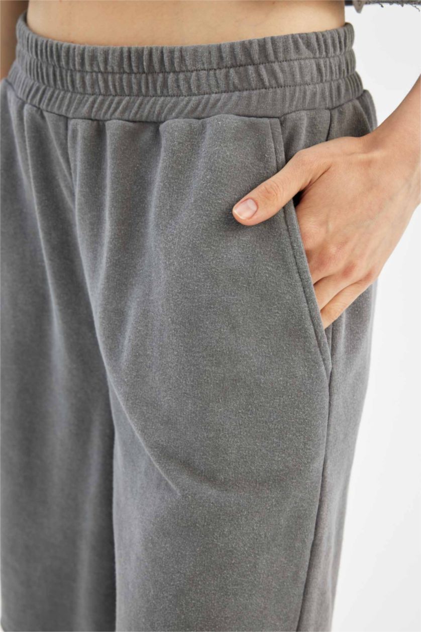 WOMAN Grey Thick Sweatshirt Fabric Shorts
