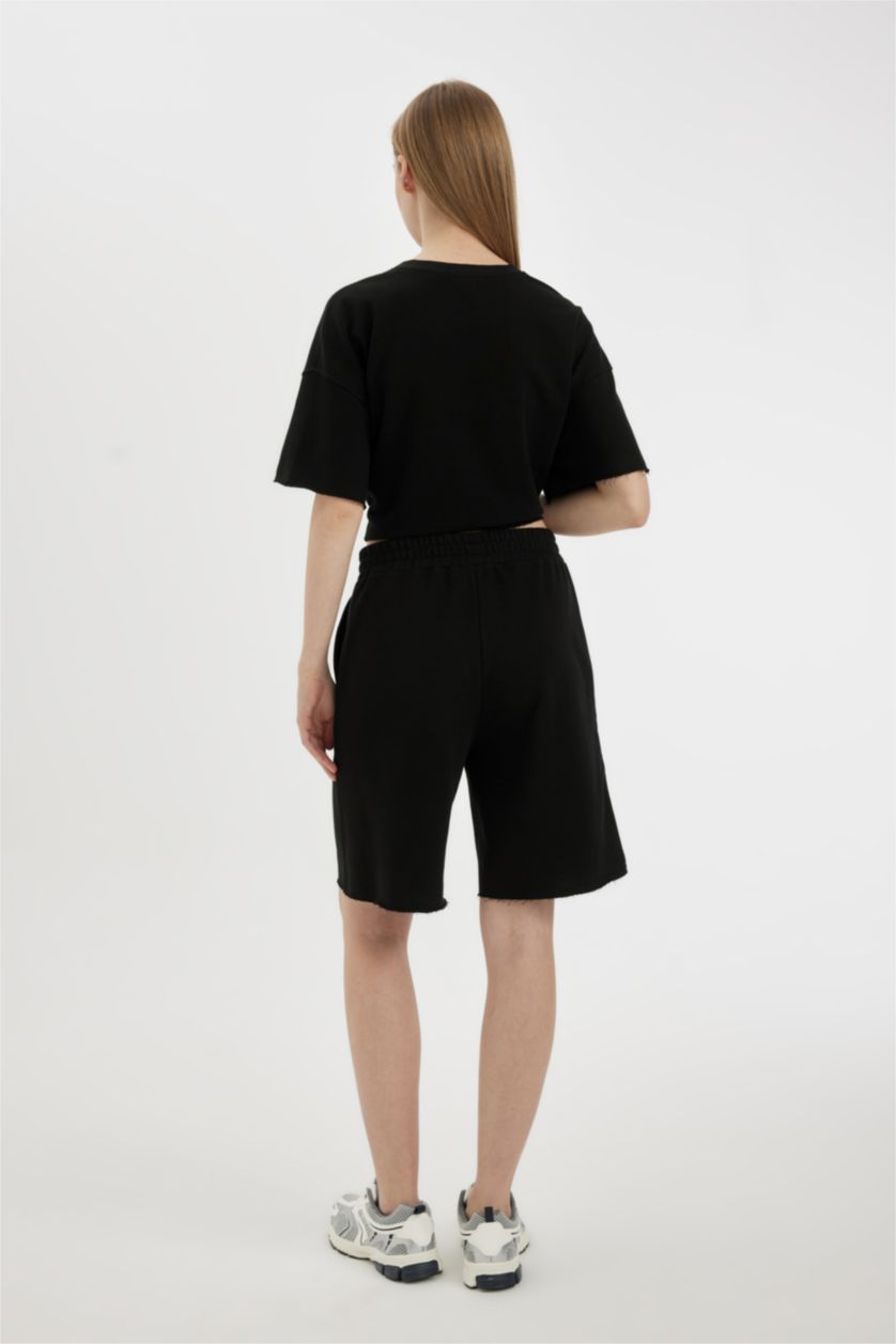 نساء أسود شورت قماش سميك