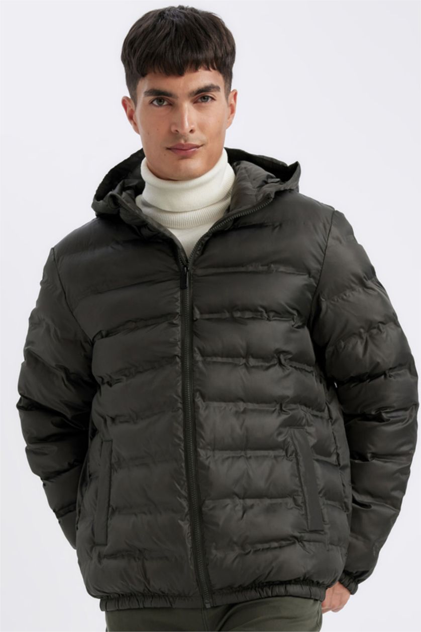 رجال كاكي قمصلة نفخ سليم فيت بجيب بسحاب مقاوم للماء