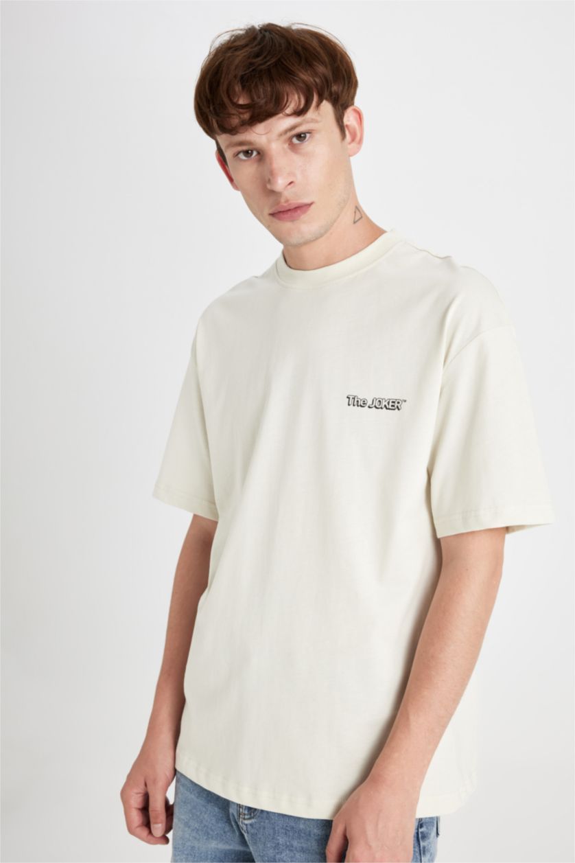 Мужчины Бежевый Футболка с коротким рукавом квадратного кроя с круглым вырезом Batman для мужчин