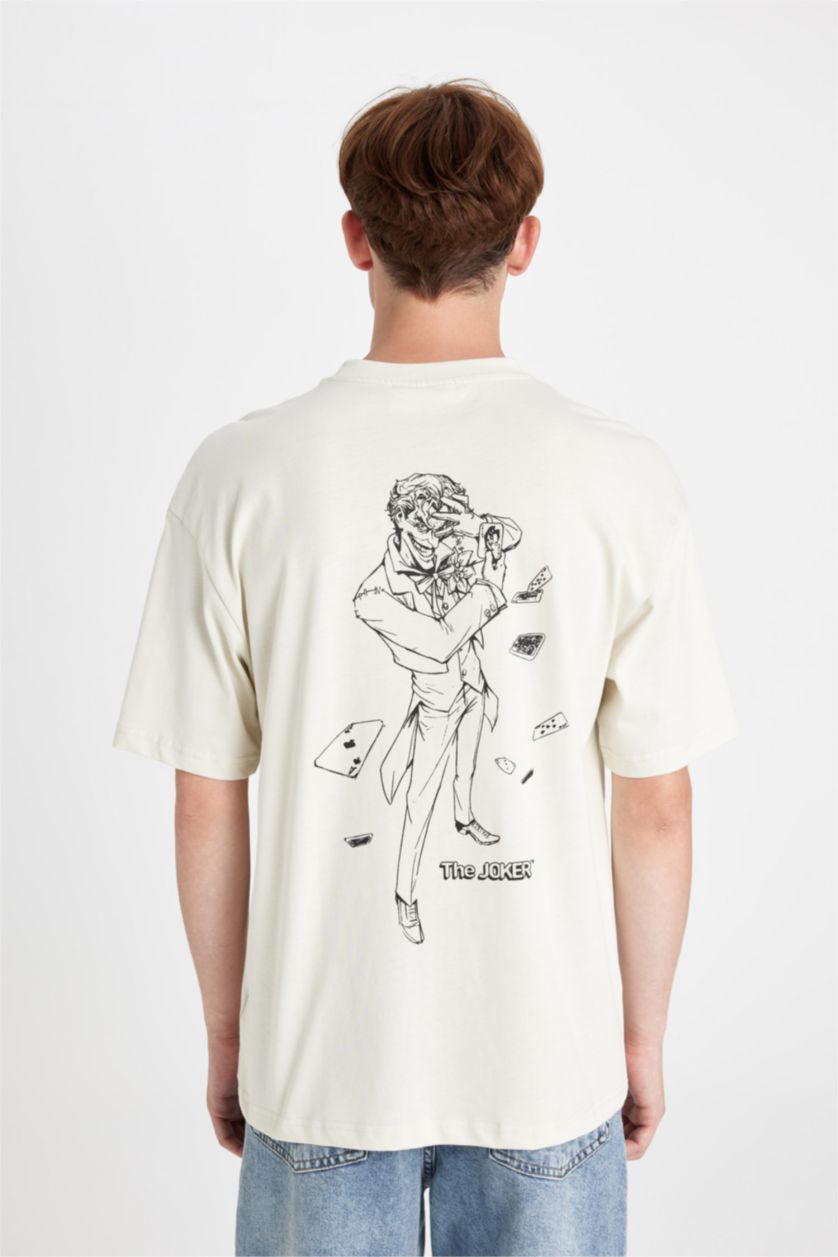 Мужчины Бежевый Футболка с коротким рукавом квадратного кроя с круглым вырезом Batman для мужчин