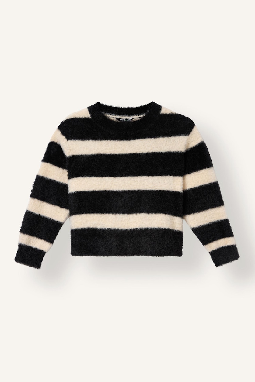 GIRLS & TEENS Black Girl Regular Fit Striped Crew Neck Pullover