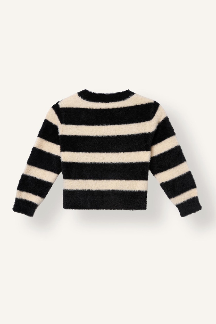 GIRLS & TEENS Black Girl Regular Fit Striped Crew Neck Pullover