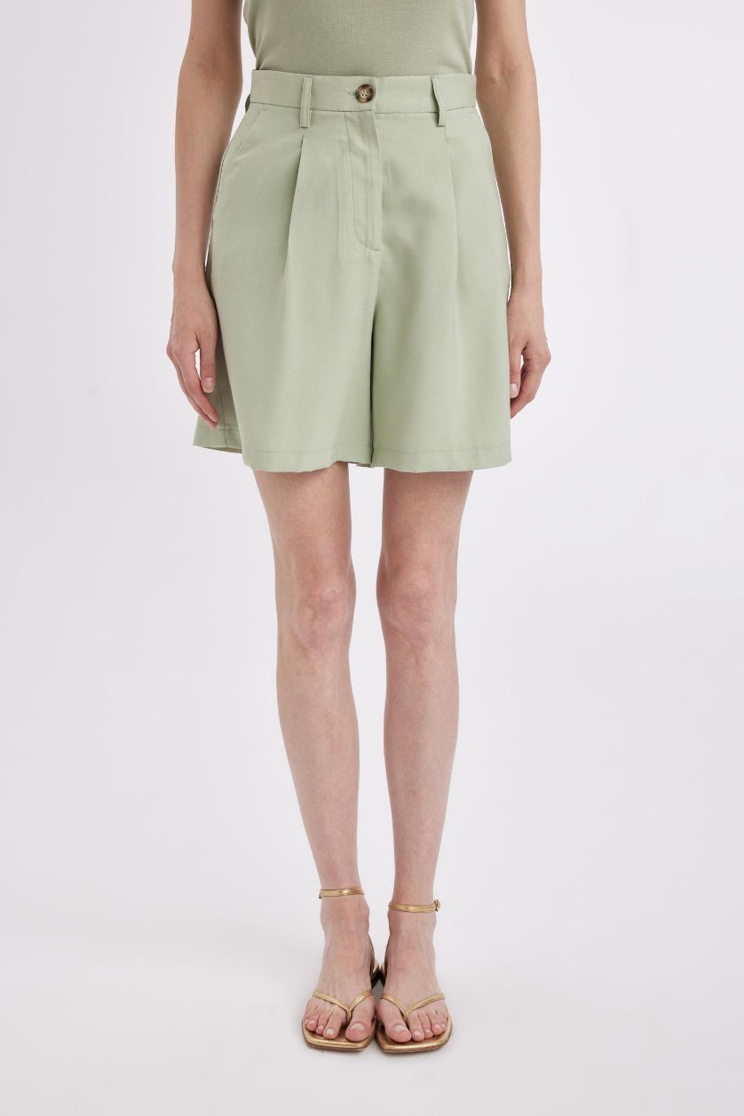 نساء أخضر فاتح شورت برجل واسع وخصر عالي