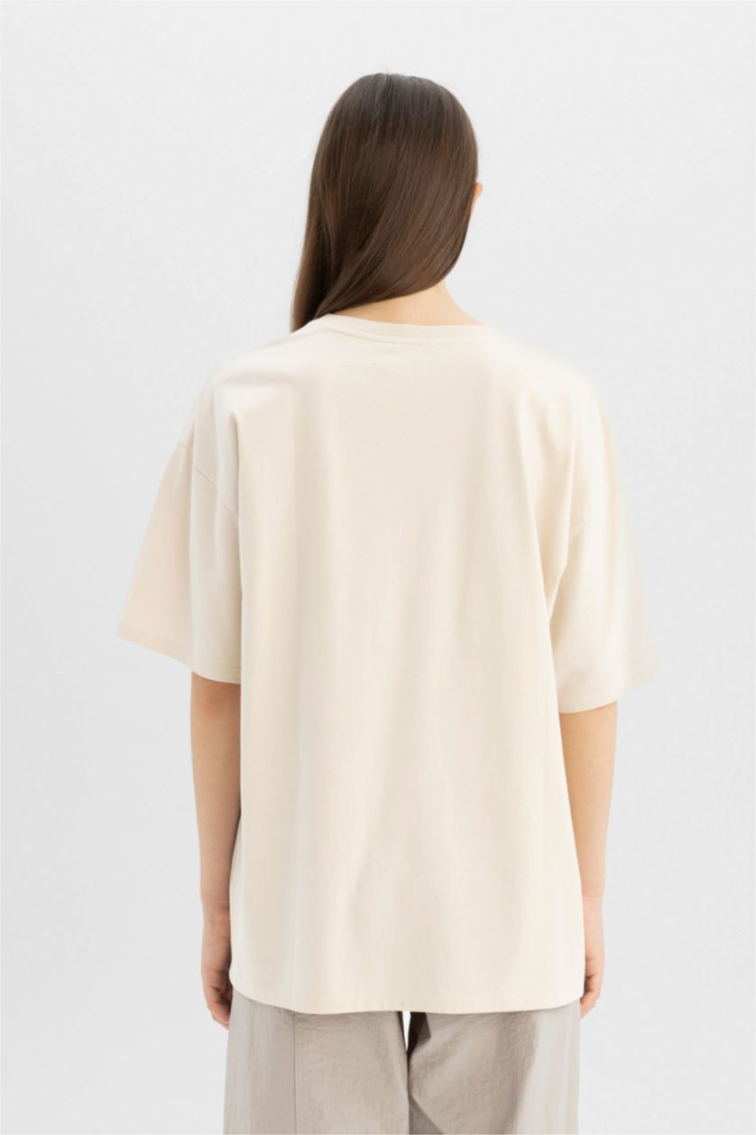 نساء حجري فاتح تيشيرت اوفر سايز نص ردن بياخة مستديرة من Friends