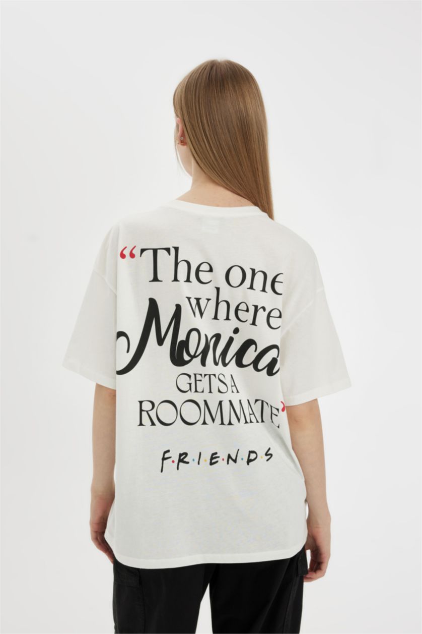 WOMAN White Friends Oversize Fit Crew Neck Photo Printed T-Shirt