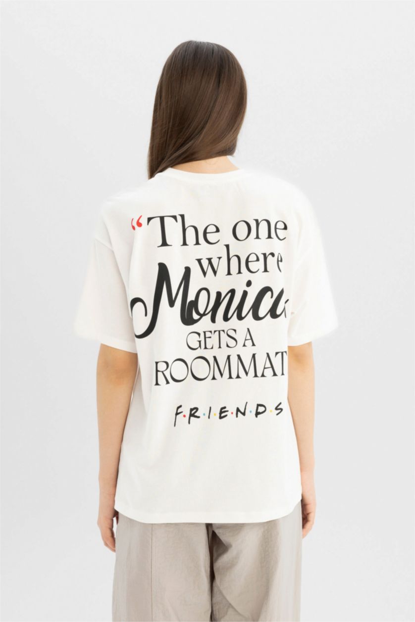 WOMAN White Friends Oversize Fit Crew Neck Photo Printed T-Shirt