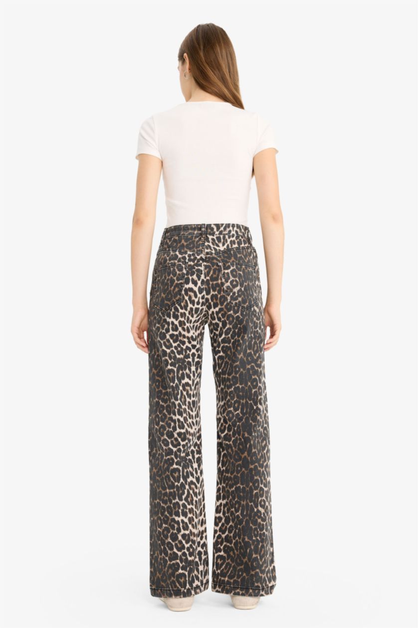 حريمي أسود بنطلون تايجر جبردين قصة مستقيمة وخصر عالي