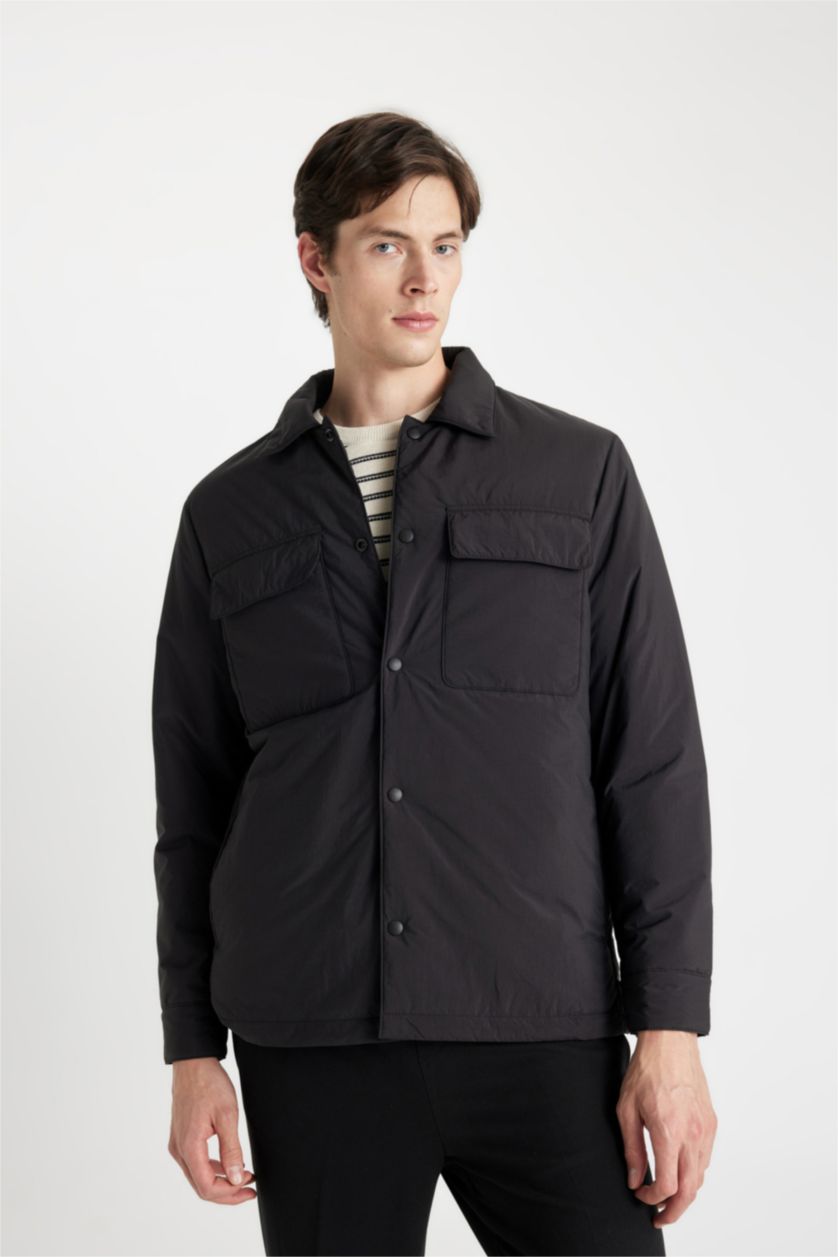 MAN Black Slim Fit Polo Collar Jacket