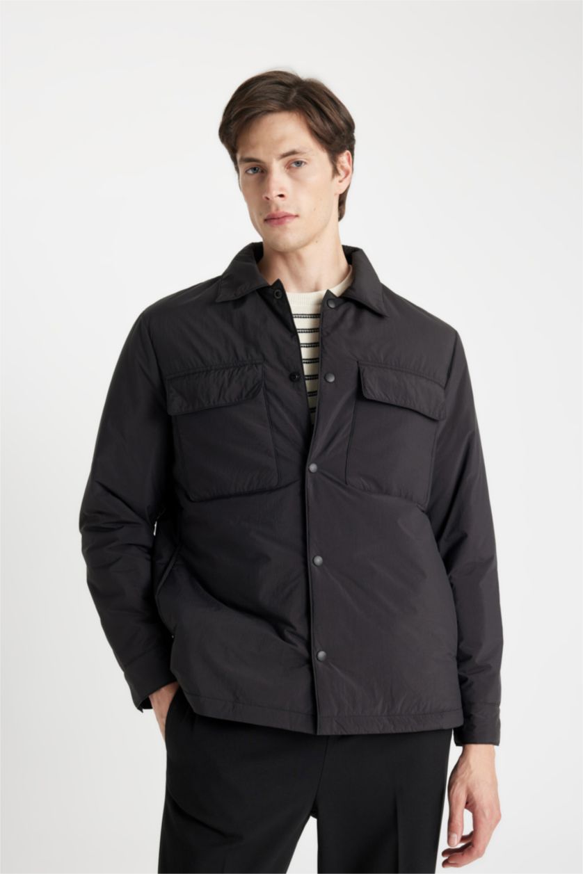 MAN Black Slim Fit Polo Collar Jacket