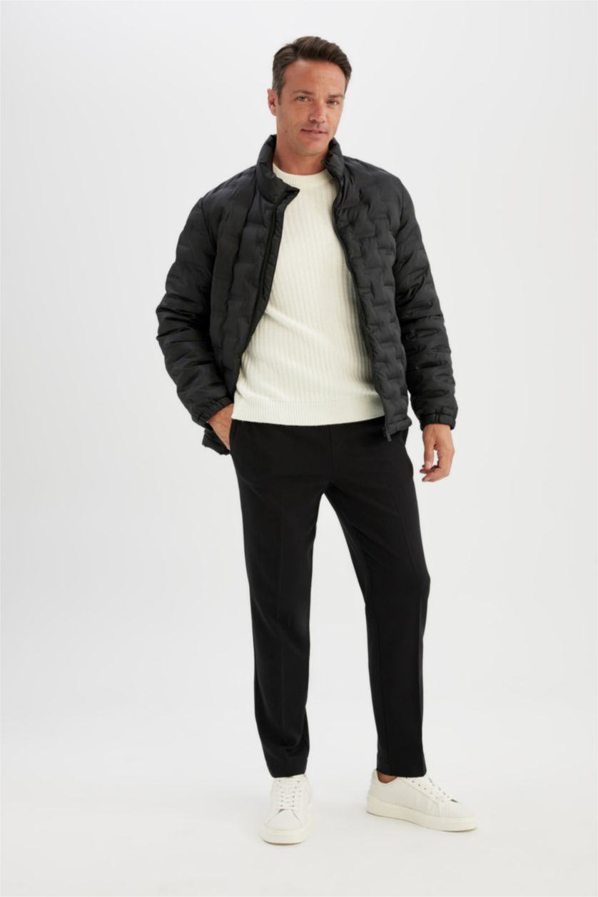 MAN Black Black Waterproof Slim Fit Zippered Quilted Puffer Jacket