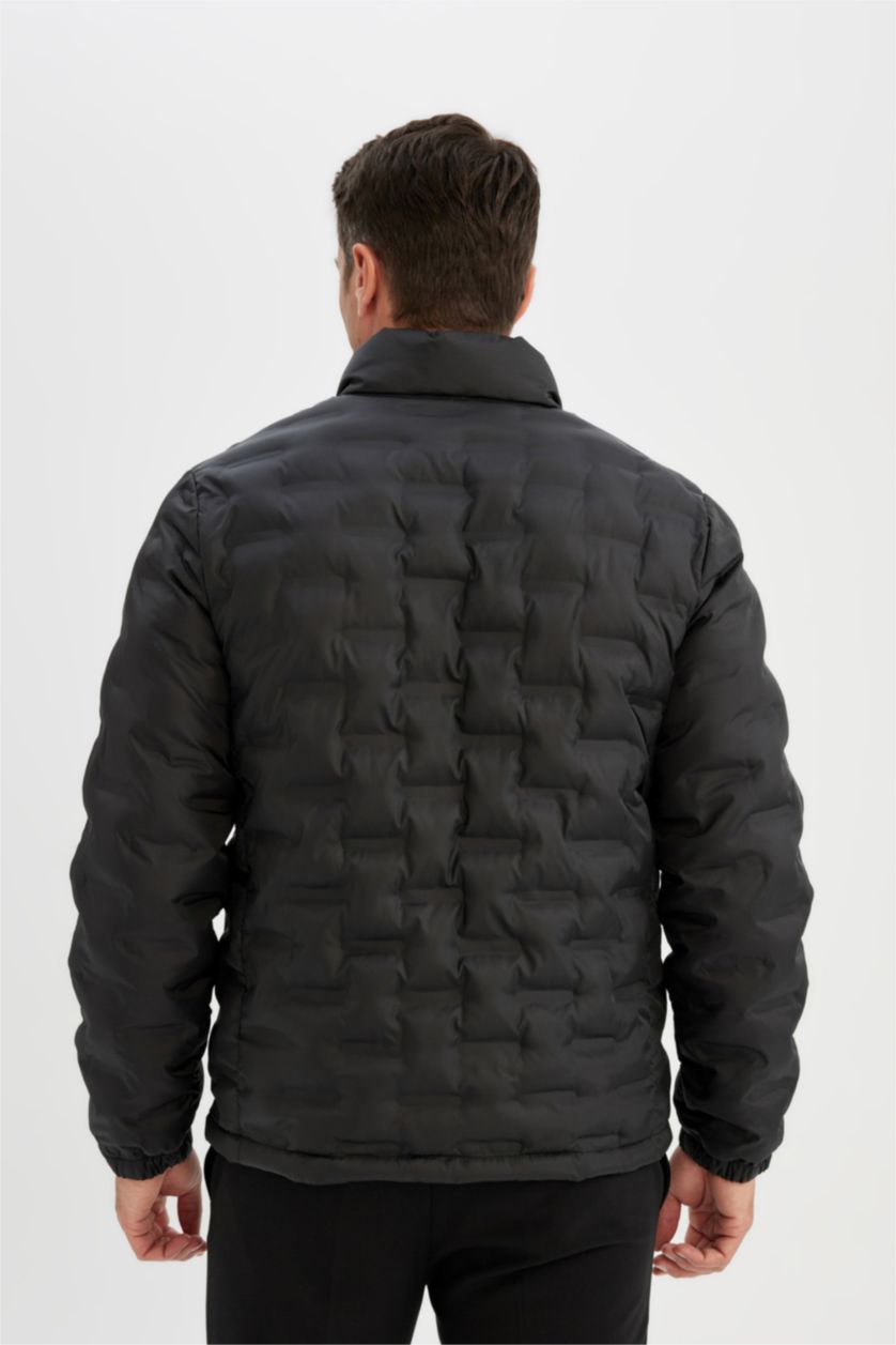 MAN Black Black Waterproof Slim Fit Zippered Quilted Puffer Jacket
