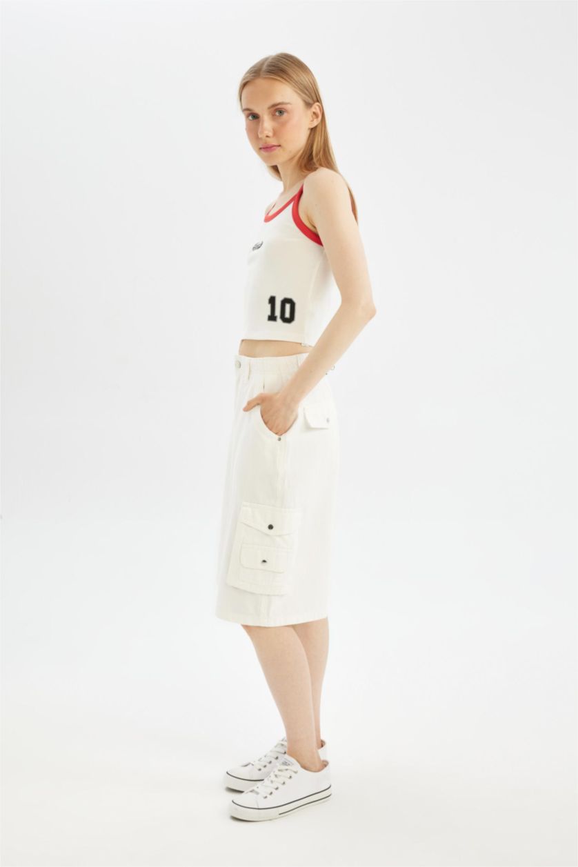 حريمي اوف وايت شورت برمودا جبردين بخصر عالي