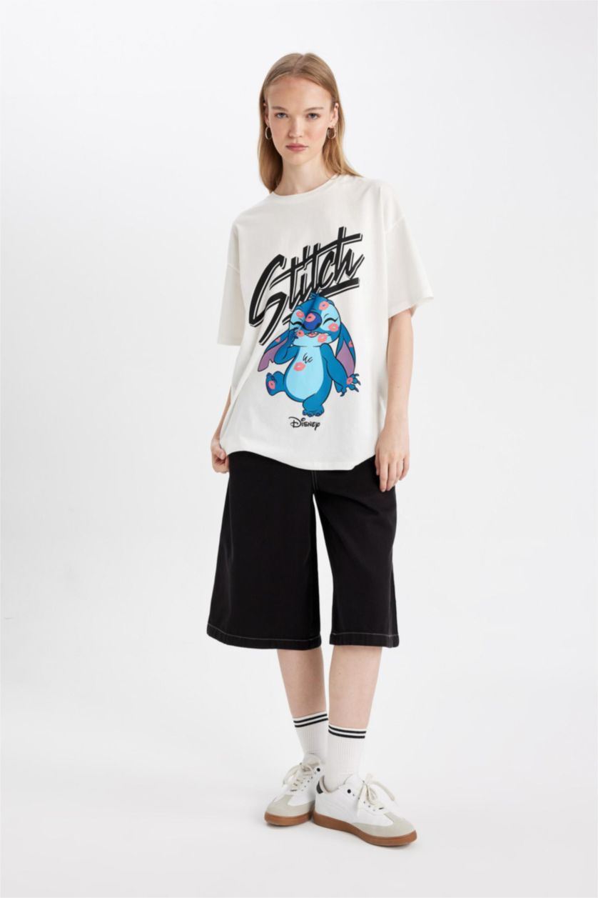 FEMME Noir Short Bermuda en Gabardine Taille Haute