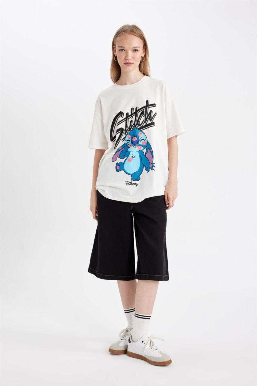 FEMME Noir Short Bermuda en Gabardine Taille Haute