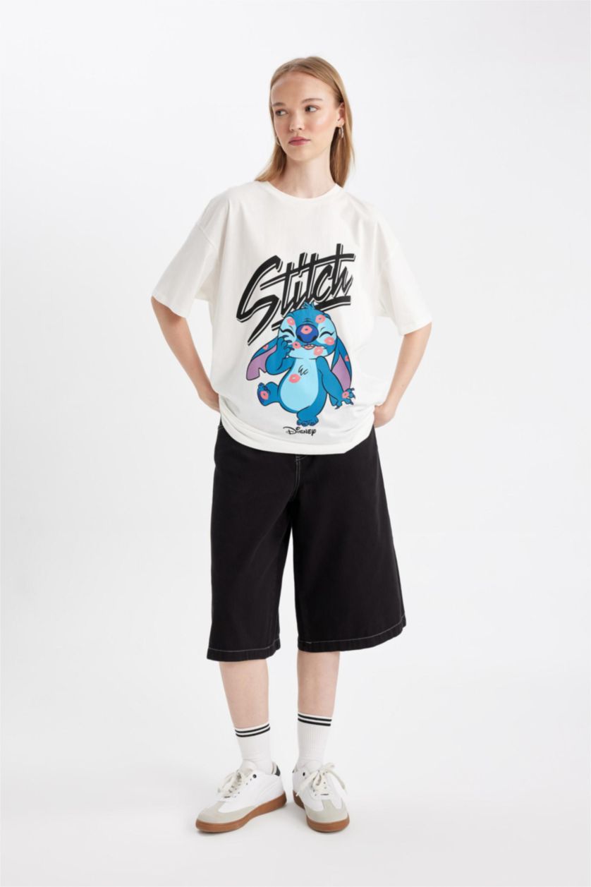 FEMME Noir Short Bermuda en Gabardine Taille Haute