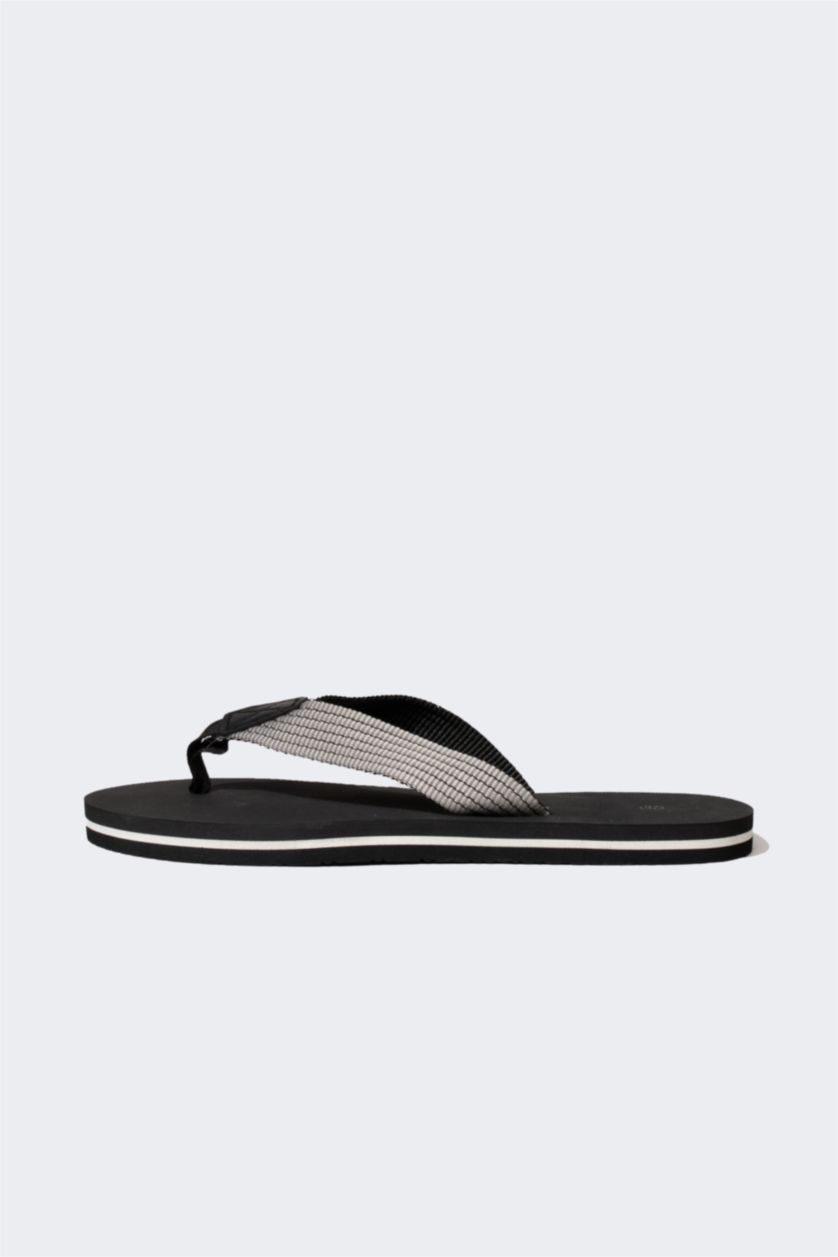 Man Black Man Flat Sole Flip Flop Slippers