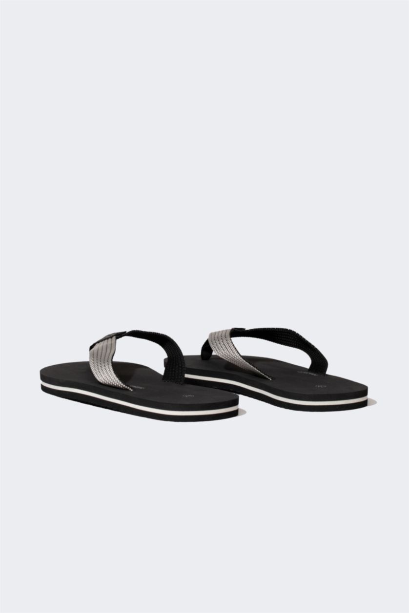 Man Black Man Flat Sole Flip Flop Slippers