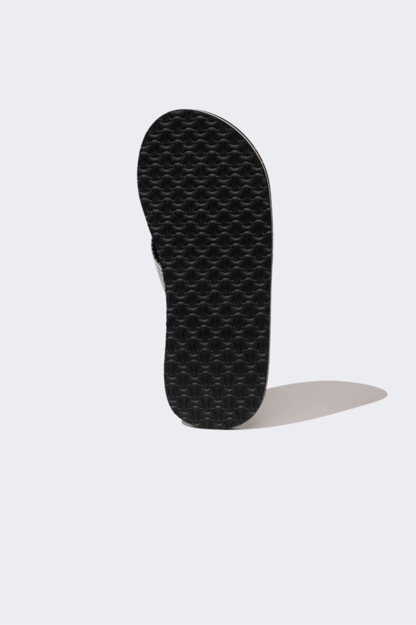 Man Black Man Flat Sole Flip Flop Slippers