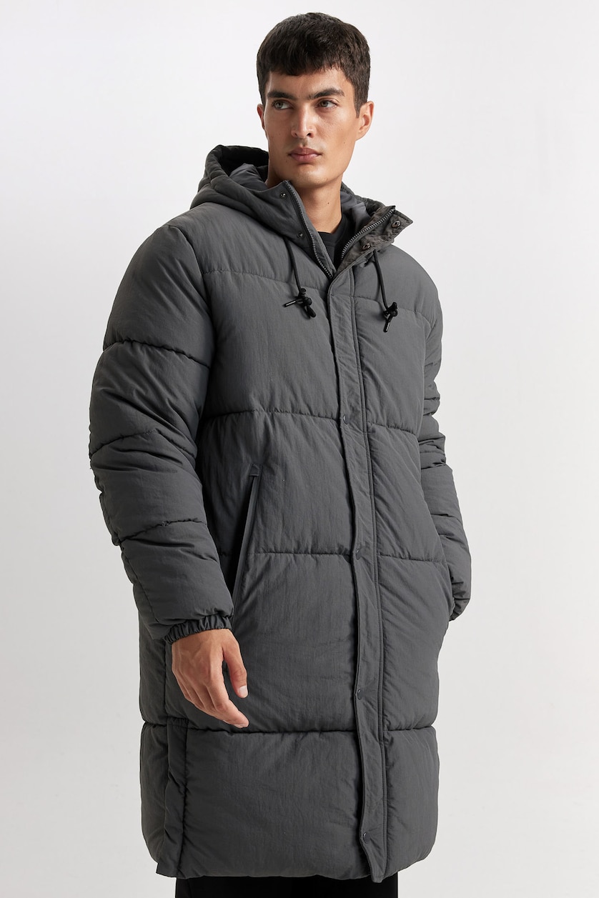 Erkek Antrasit Çıtçıtlı Parka