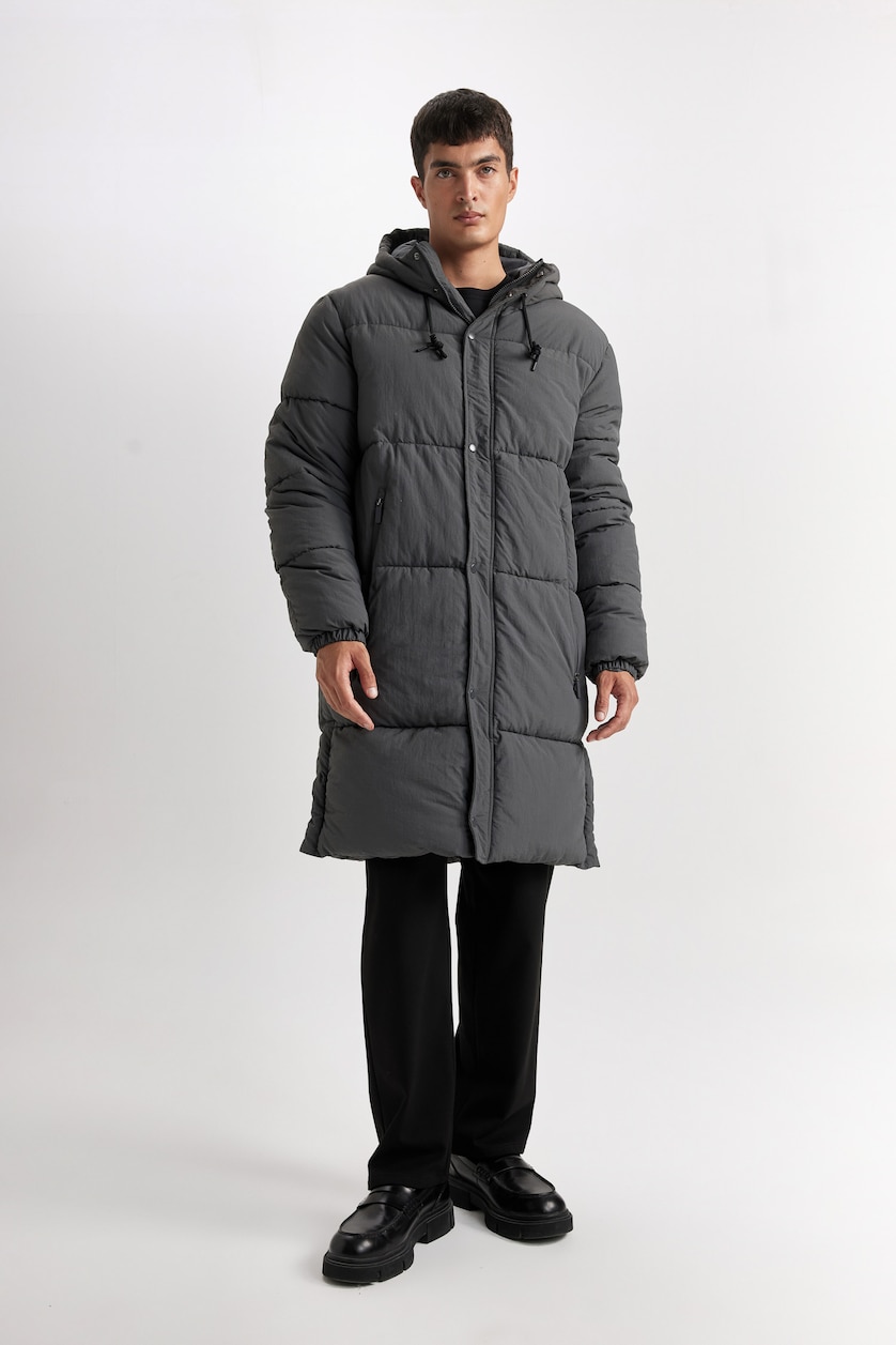 Erkek Antrasit Çıtçıtlı Parka