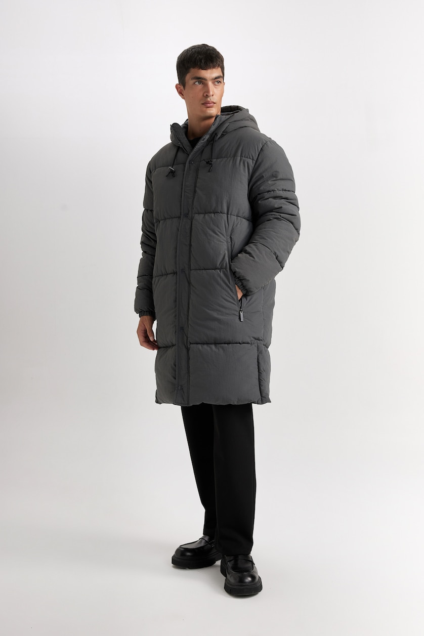 Erkek Antrasit Çıtçıtlı Parka