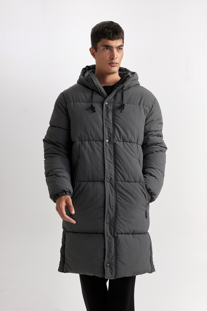 Erkek Antrasit Çıtçıtlı Parka