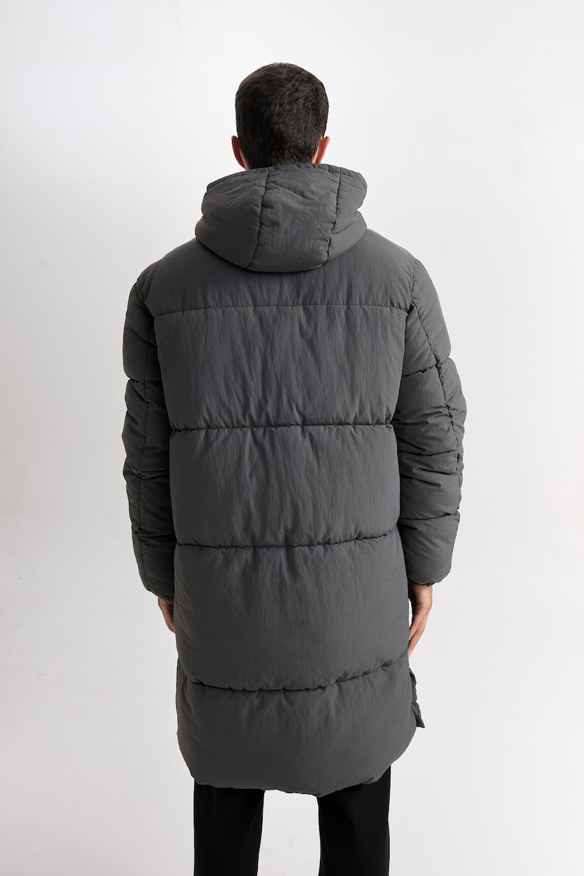Erkek Antrasit Çıtçıtlı Parka