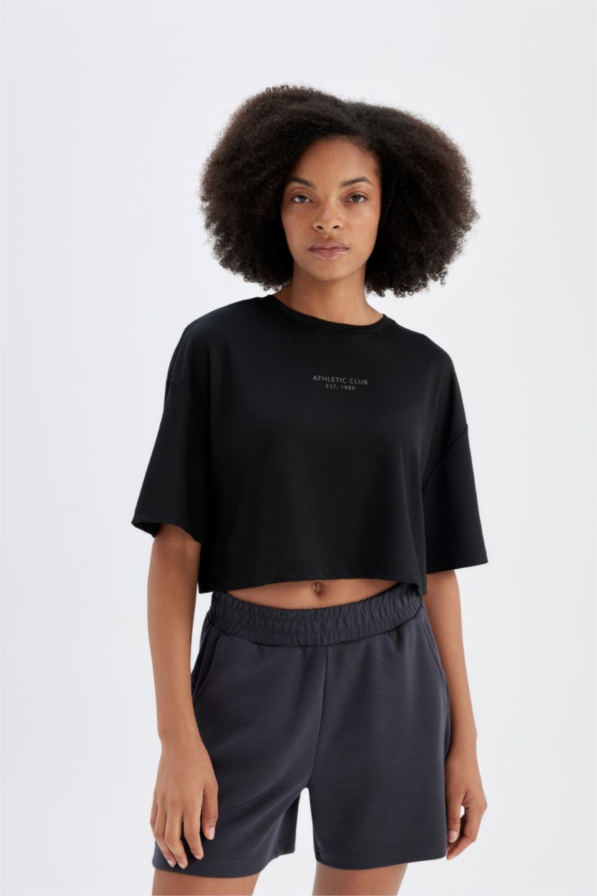 Kadın Antrasit Standart Fıt Sporcu Kısa Paça Modal Şort