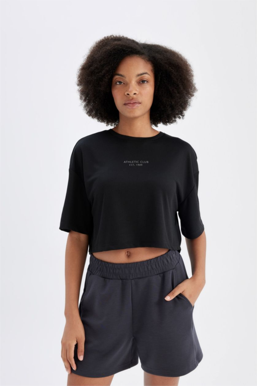 Kadın Antrasit Standart Fıt Sporcu Kısa Paça Modal Şort