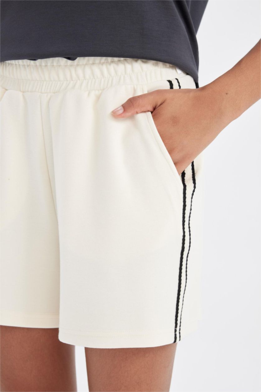 Kadın Kum Standart Fıt Sporcu Kısa Paça Modal Şort