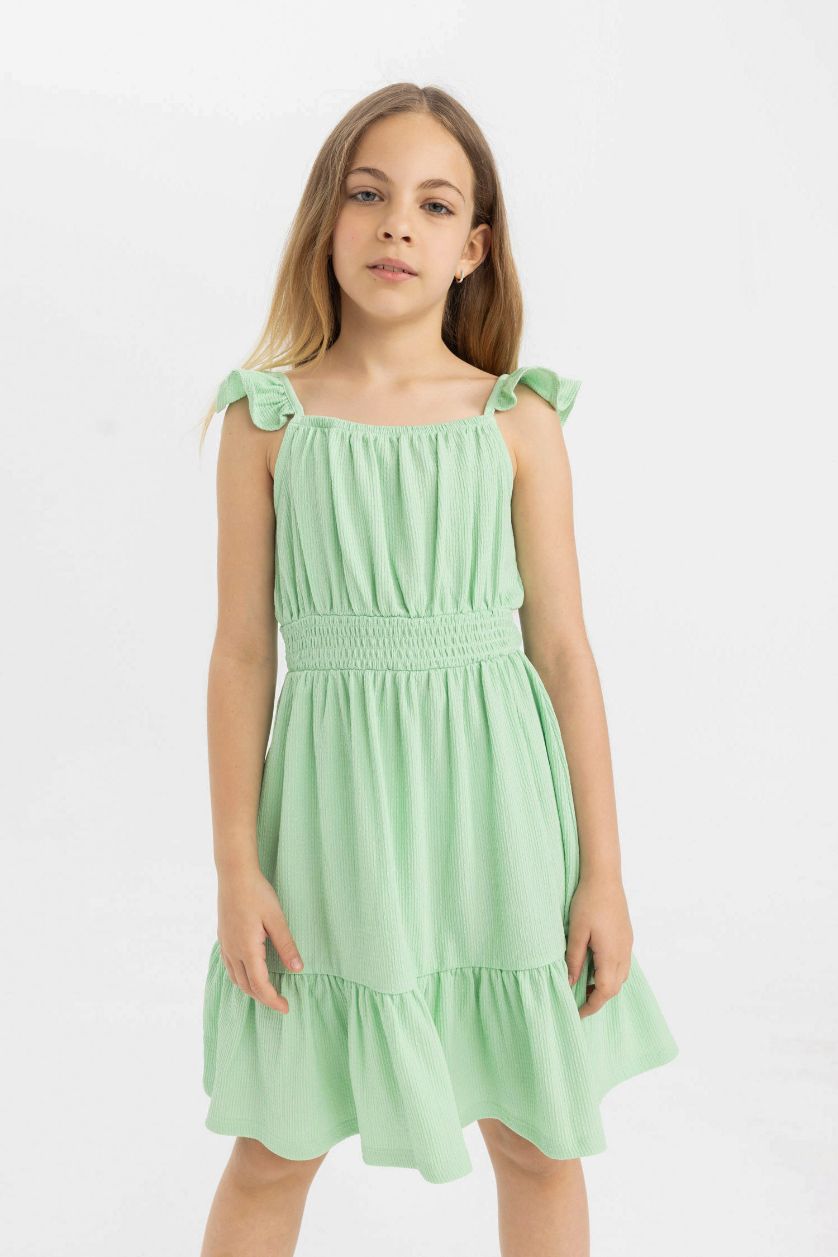 GIRLS & TEENS Mint Girl Strappy Wrinkled Dress