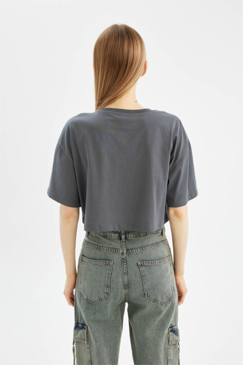 WOMAN Anthracite PowerPuff Girls Oversize Fit Crew Neck Printed T-Shirt