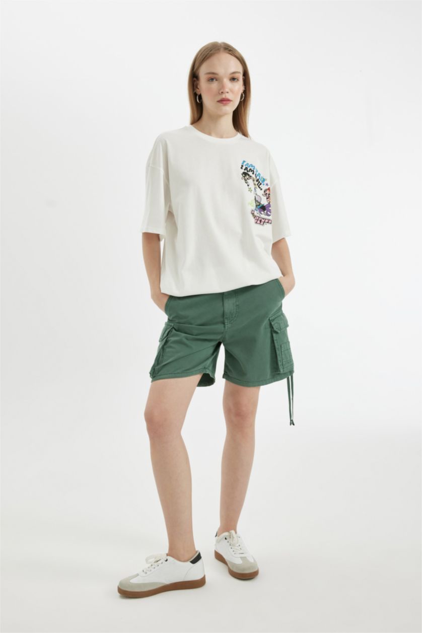 WOMAN White PowerPuff Girls Oversize Fit Crew Neck Printed T-Shirt