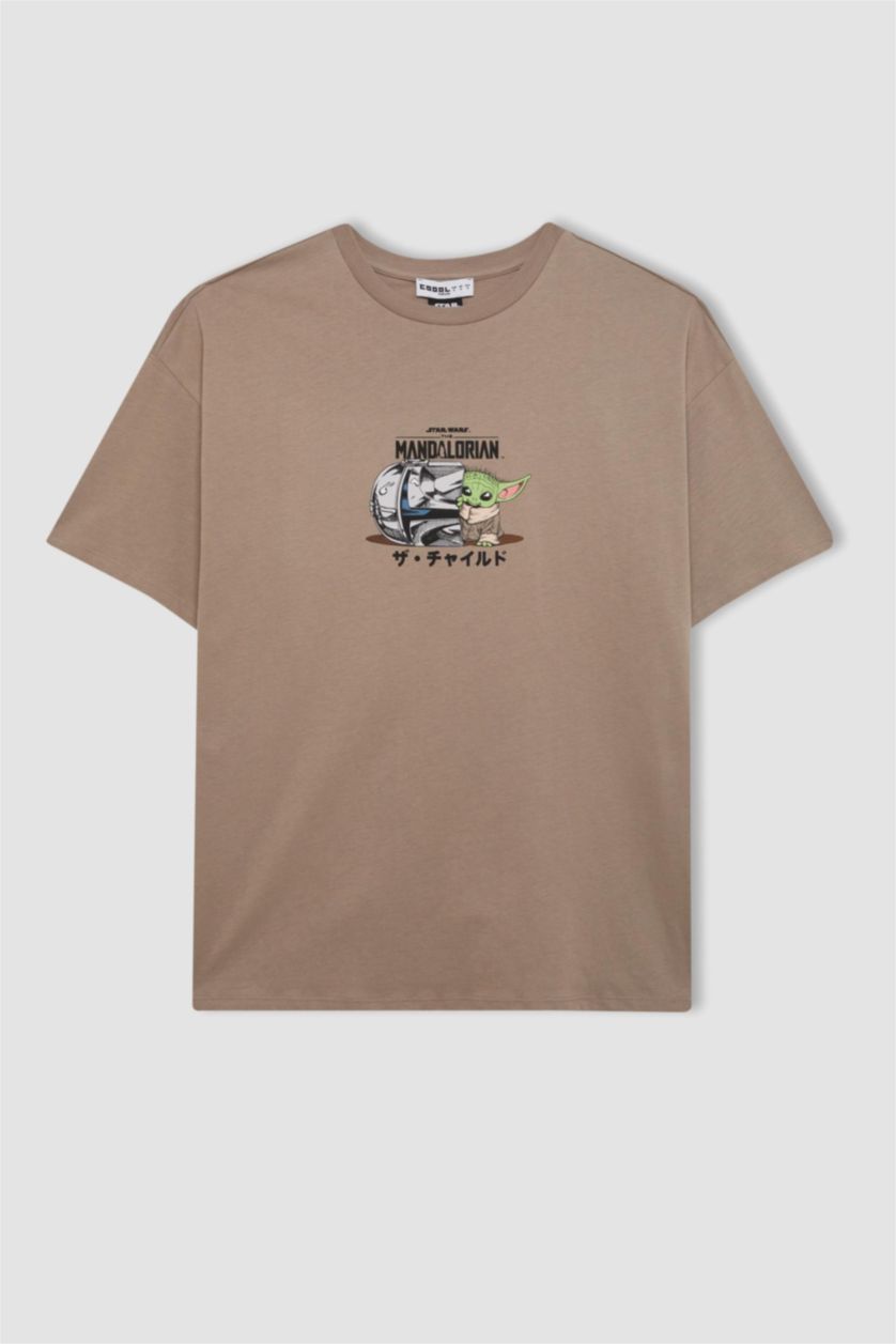 حريمي فيزوني تيشيرت اوفر سايز نص كم مطبوع برقبة مستديرة من ستار وارز